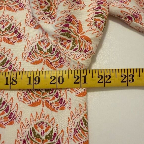 Rock Flower Paper Ivory and Deep Coral Embroidered Top Size L Bohemian - Picture 10 of 14